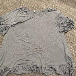 Pinkblush Heather Gray Ruffle Sleeve Blouse